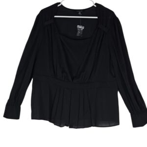 3/$15 Chadwicks - Black Long Sleeve Mock Cami Blouse Women's Plus Size 18